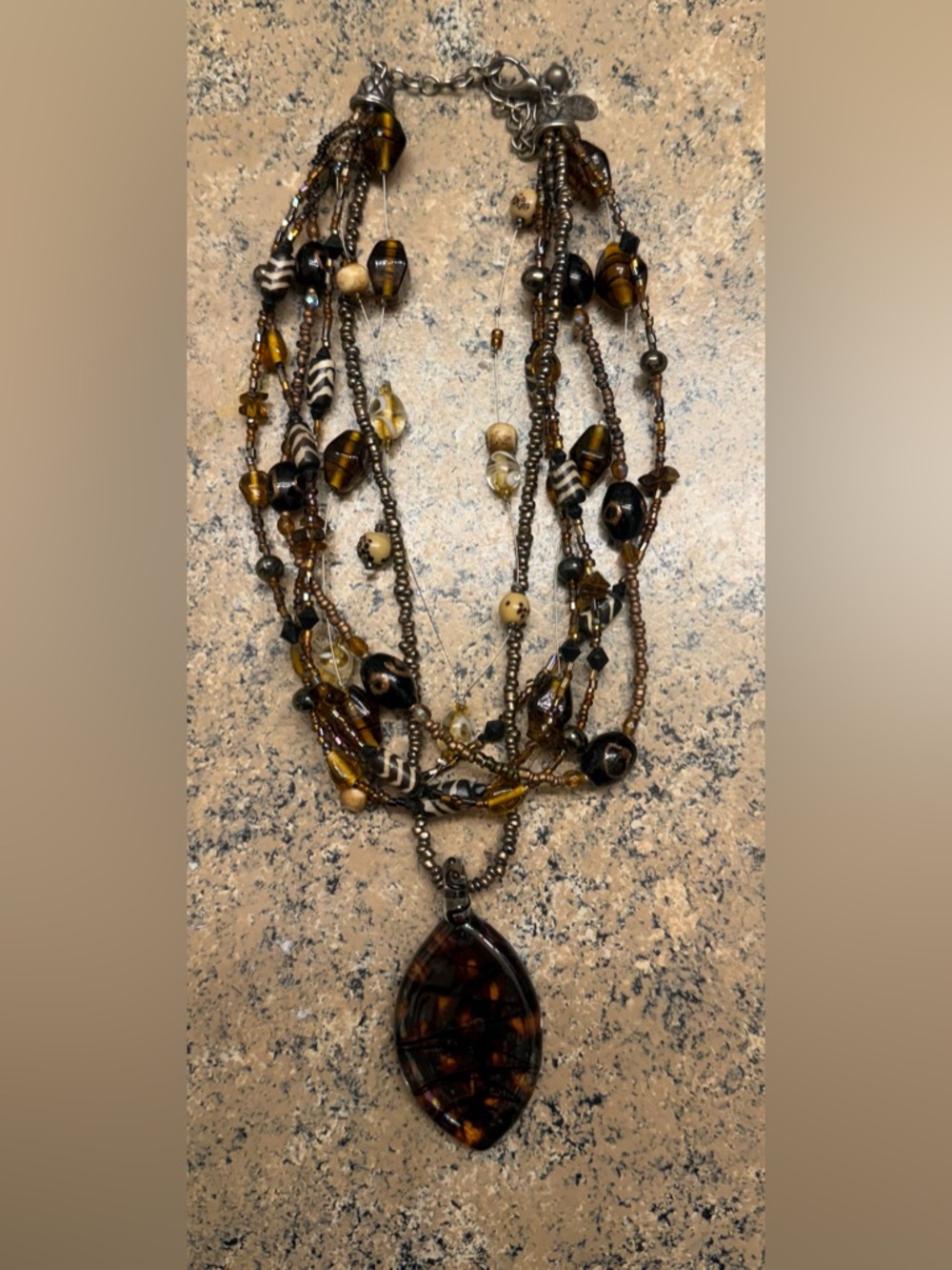 Chico's multi-strand tribal style art bead necklace